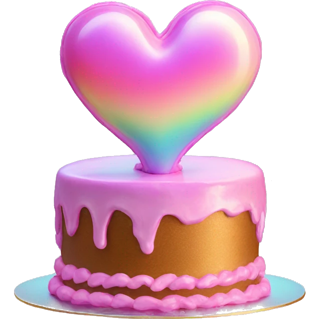 Iridescent heart shaped cake emoji