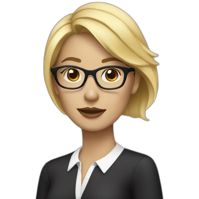blonde woman dressed formally and wearing glasses emoji
