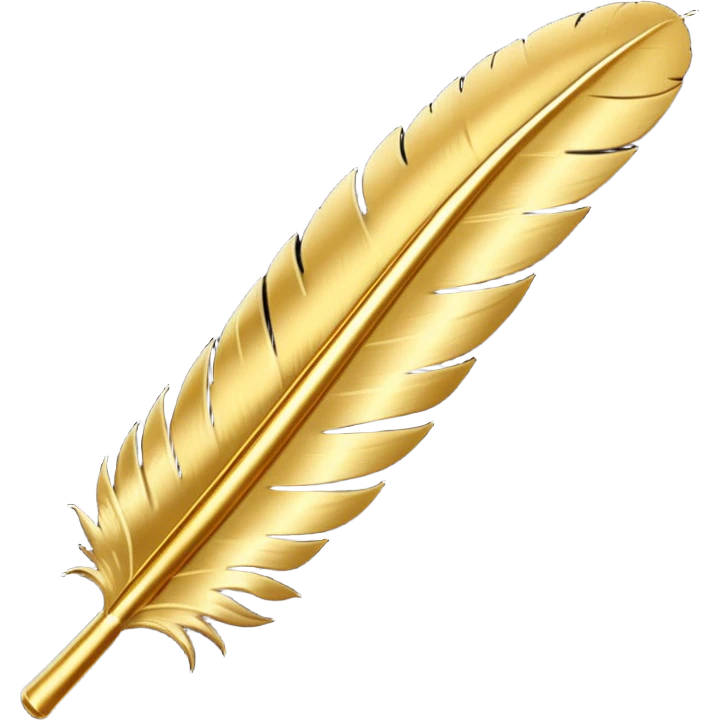 3D perspective Premium golden writing feather emoji