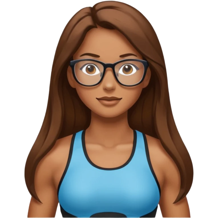 Mujer fitness con lentes y cabello largo emoji