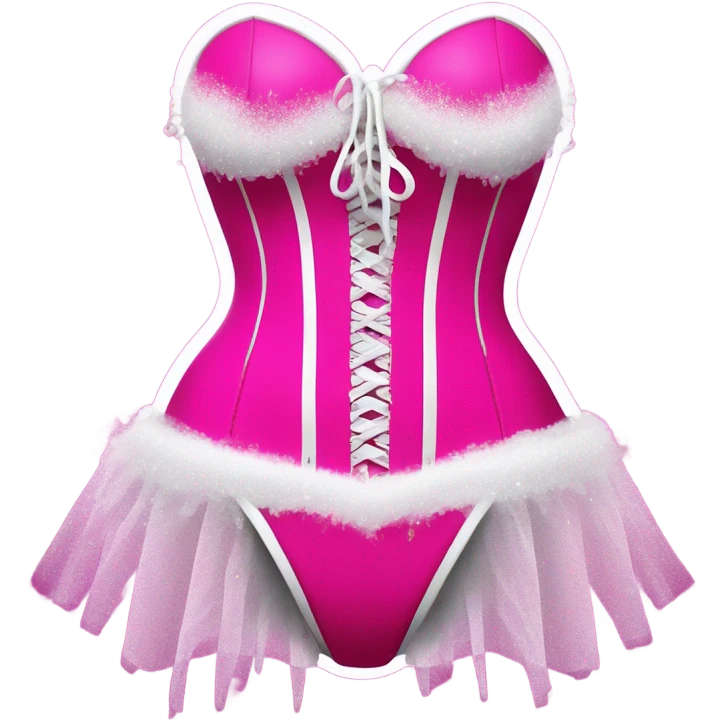 Hot pink corset and bikini bottom tutu with glitter with white paint dripping emoji