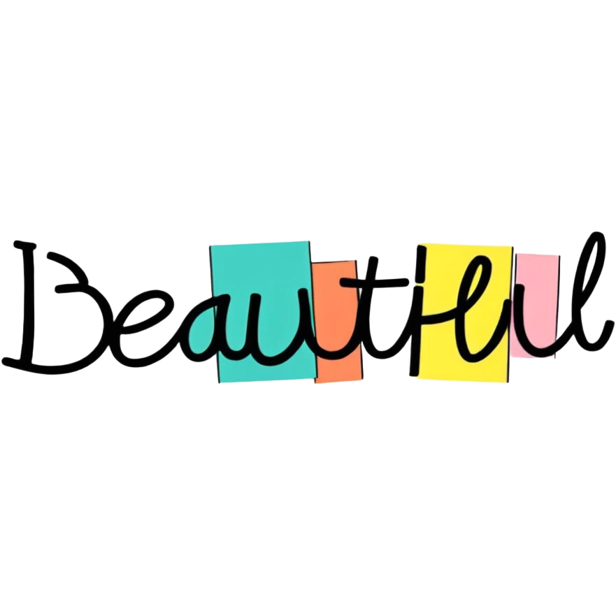 playful text 'BEAUTIFUL!' on black background emoji