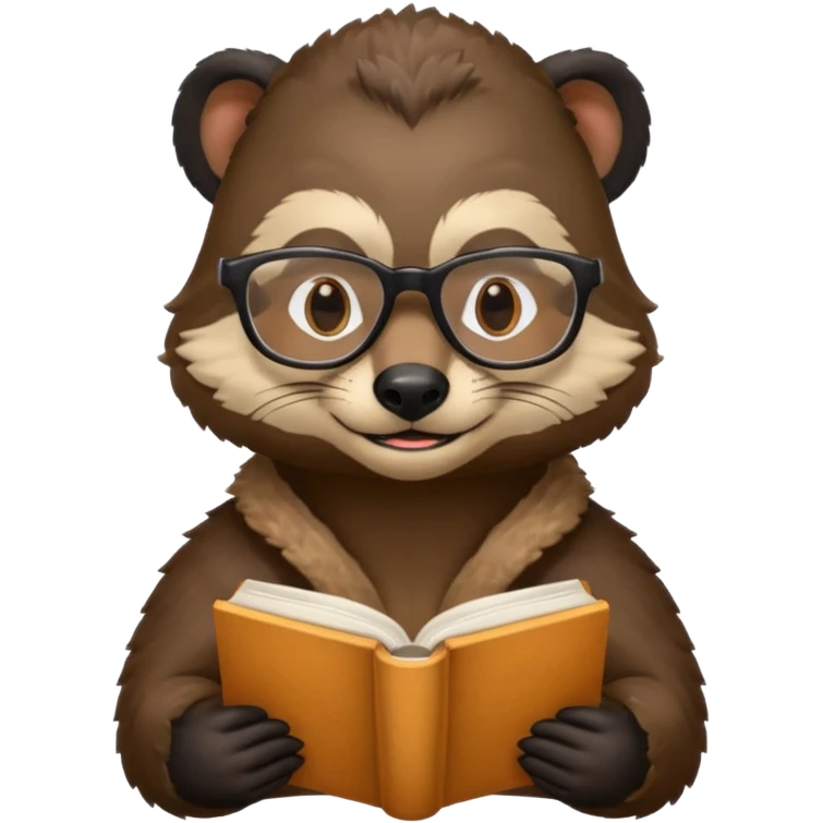 kitap okuyan gözlüklü bal porsuğu emoji
