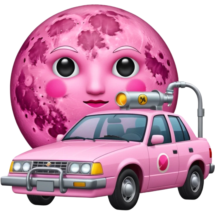 a pink full moon with a pink patrol/fuel pump attached to it emoji
