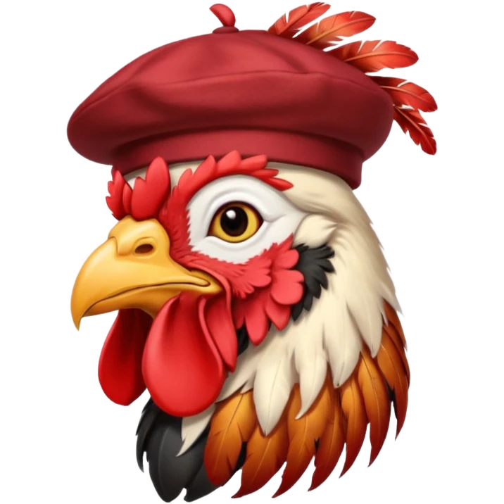 rooster wearing beret emoji