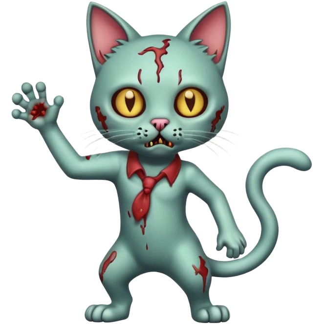 zombie cat full body with action pose emoji