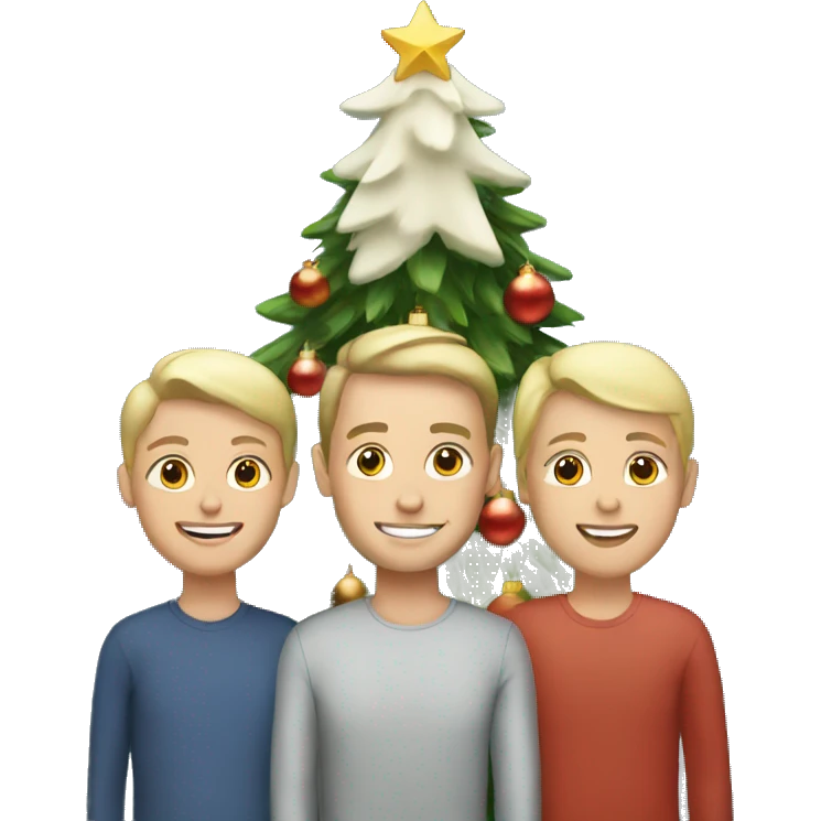 White Family in front of the Christmas tree  emoji