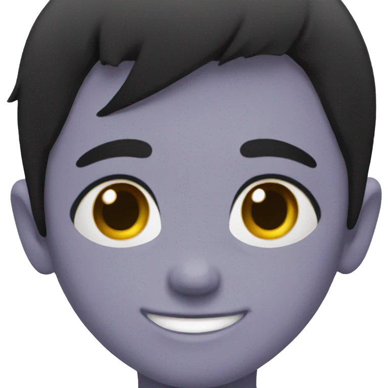 small boy black hair cheeky smile emoji
