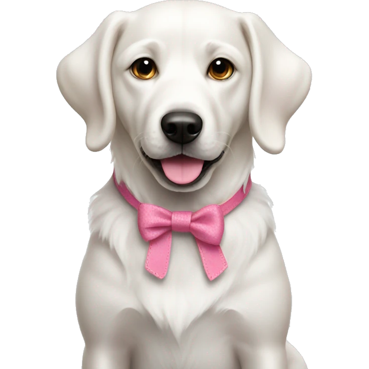 White dog with pink laces emoji