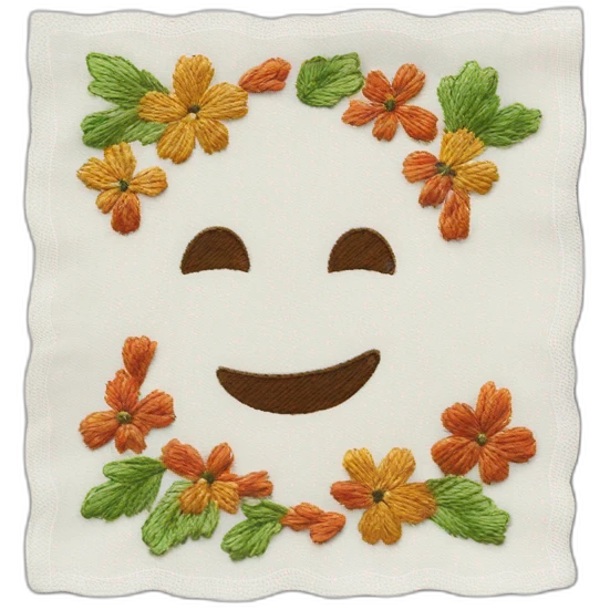 embroidered napkin emoji