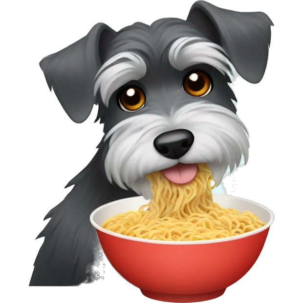 schnauzer eating ramen noodles emoji