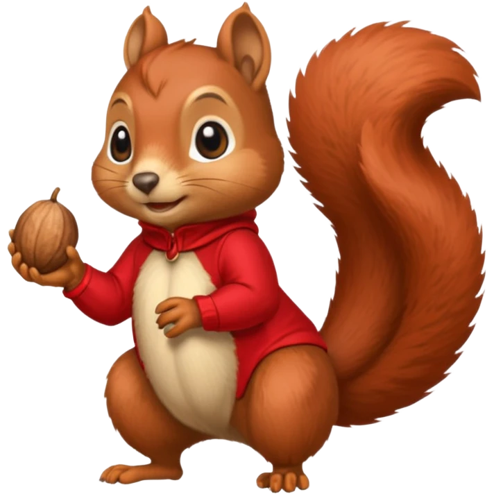 Thin and tall squirrel with nut, wearing red clothes emoji