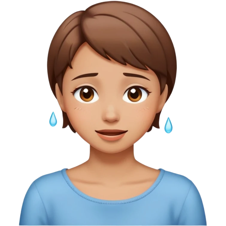 Girl happy tears with brown short hair crossing neck emoji