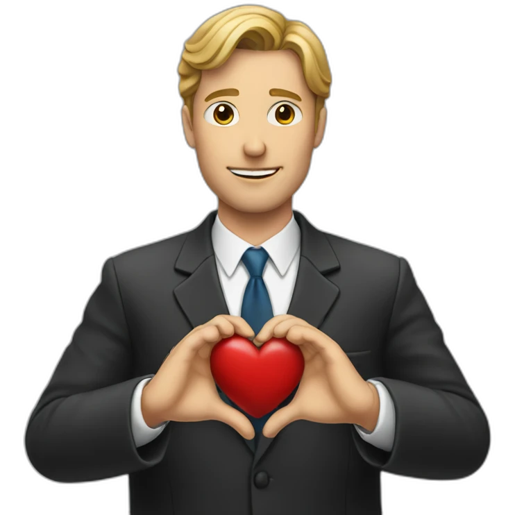 lawyer shows heart by his hands emoji
