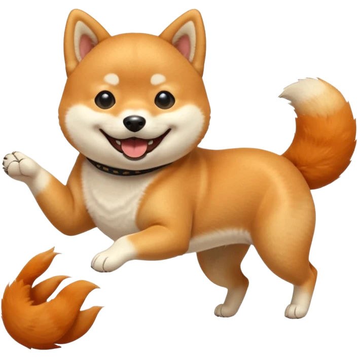  shiba inu, qui est mdr et se roule à terre les 4 pattes en l'air, avec sa queue en tire bouchon emoji