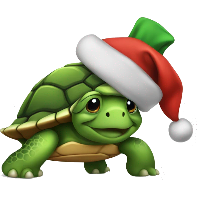 Turtle with Christmas hat emoji
