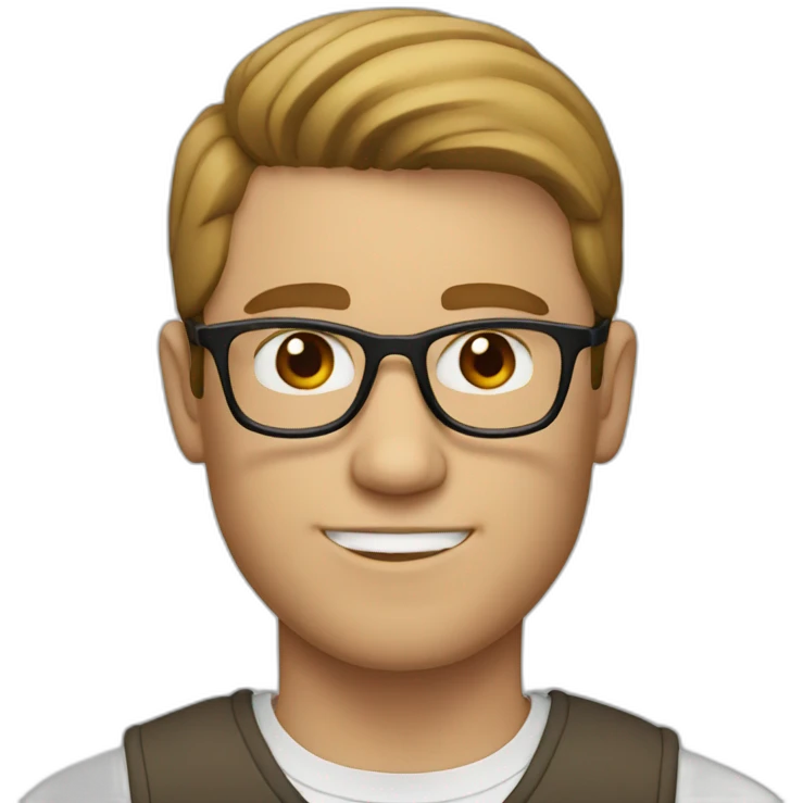 White man with brown short hair and glasses emoji