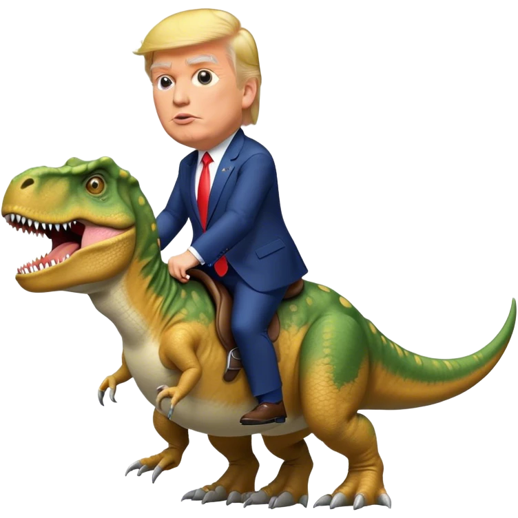 Donald Trump riding t-rex emoji