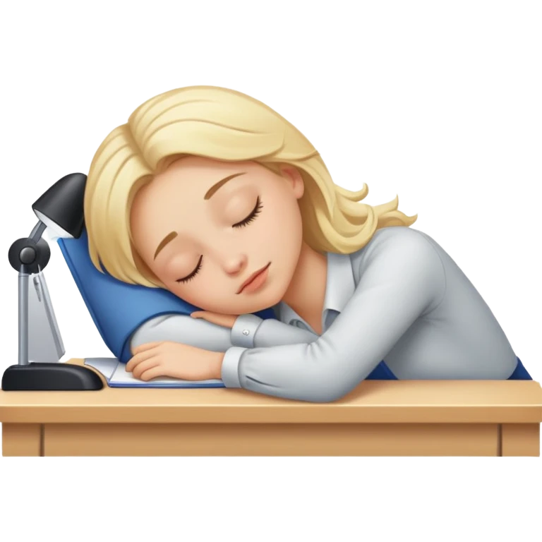 Blonde girl sleeping at desk  emoji