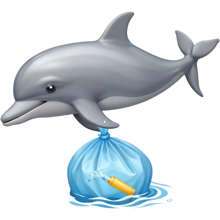 dolphin with plastic waste bag emoji