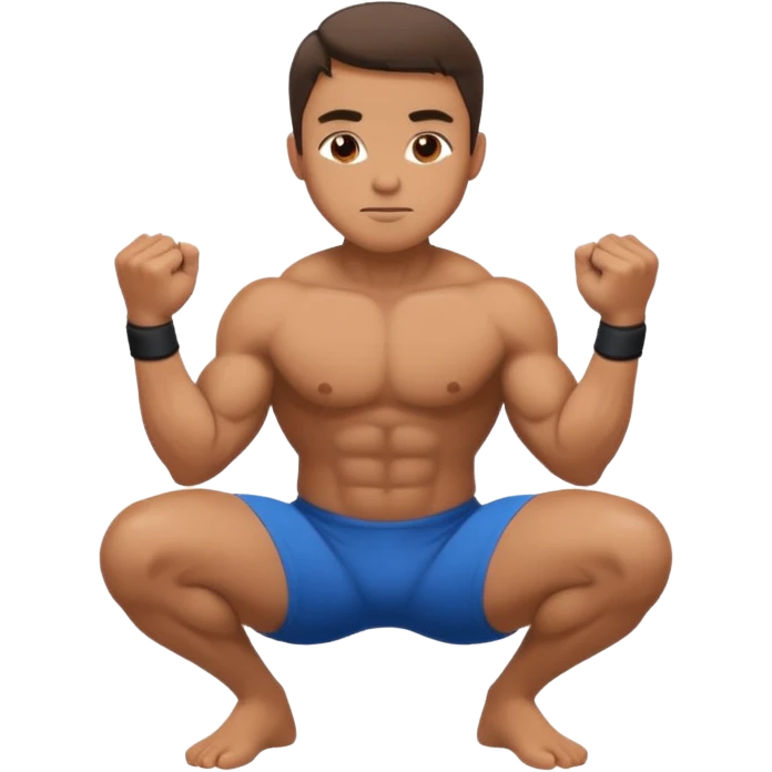 a man squats with 2 hands stick together emoji