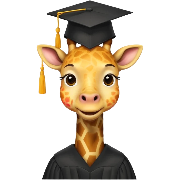 happy giraffe wearing a graduation cap emoji