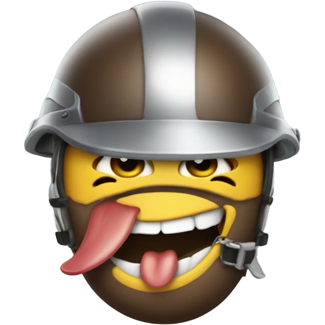 Emoji with a helmet and drool on face emoji