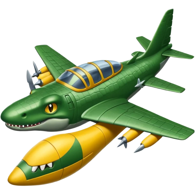 Cocodrilo, combinado con un a  vión de guerra  emoji
