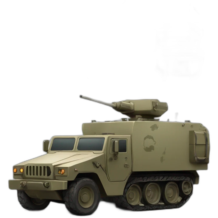 1 side with an Ammunition box with bullet and other side with a military vehicle  emoji