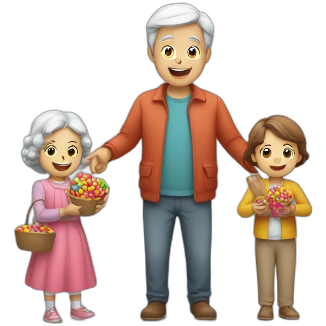 person giving candy to their grandchildren emoji