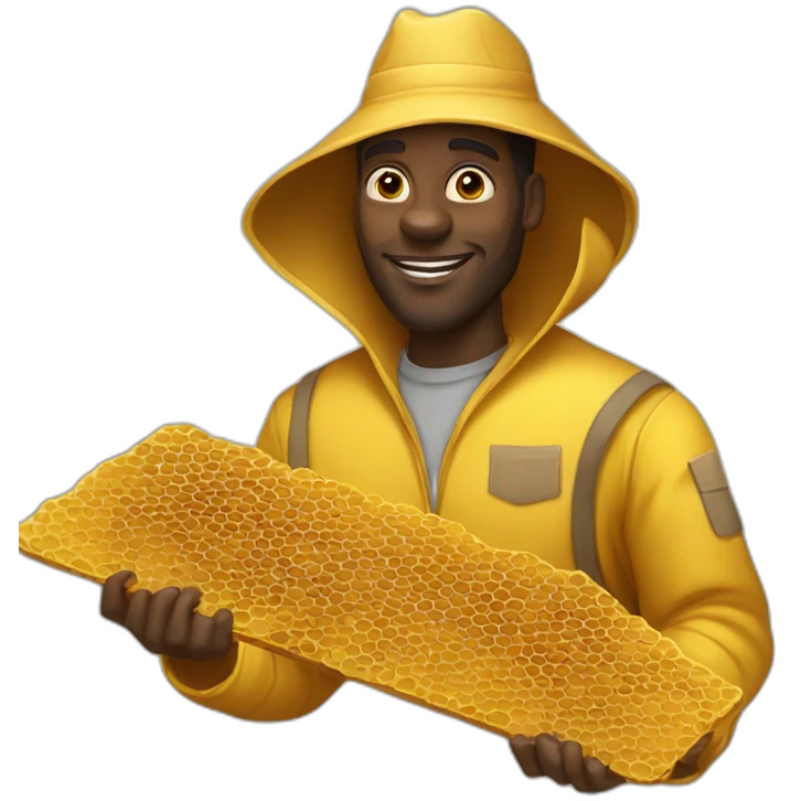 Tall black man beekeeper with honeycomb full body emoji