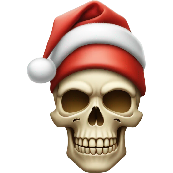 Skull face with Christmas hat red emoji