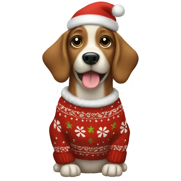 Dog wearing Christmas sweater emoji