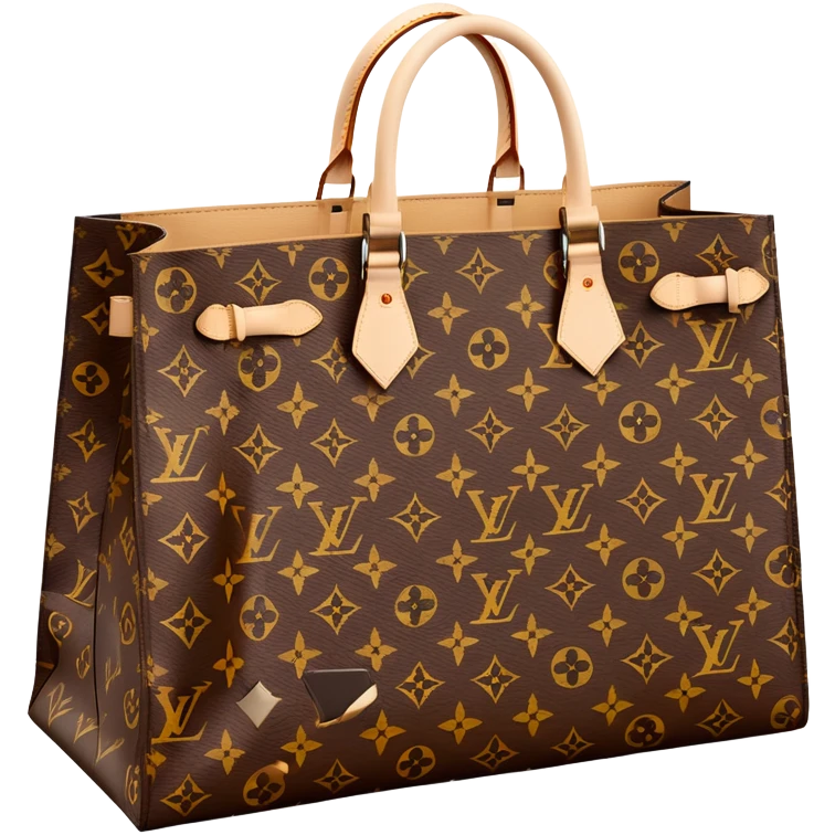 Louis Vuitton paper shopping bag with classic brown LV monogram pattern emoji