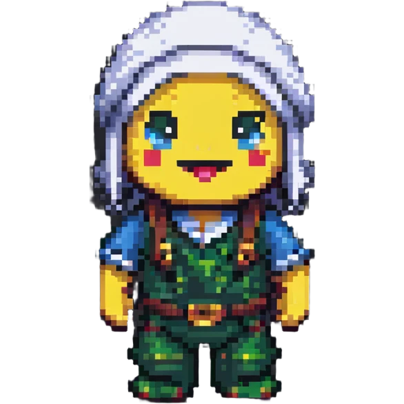 pixel art character resembling حزلقوم with a playful and humorous look emoji