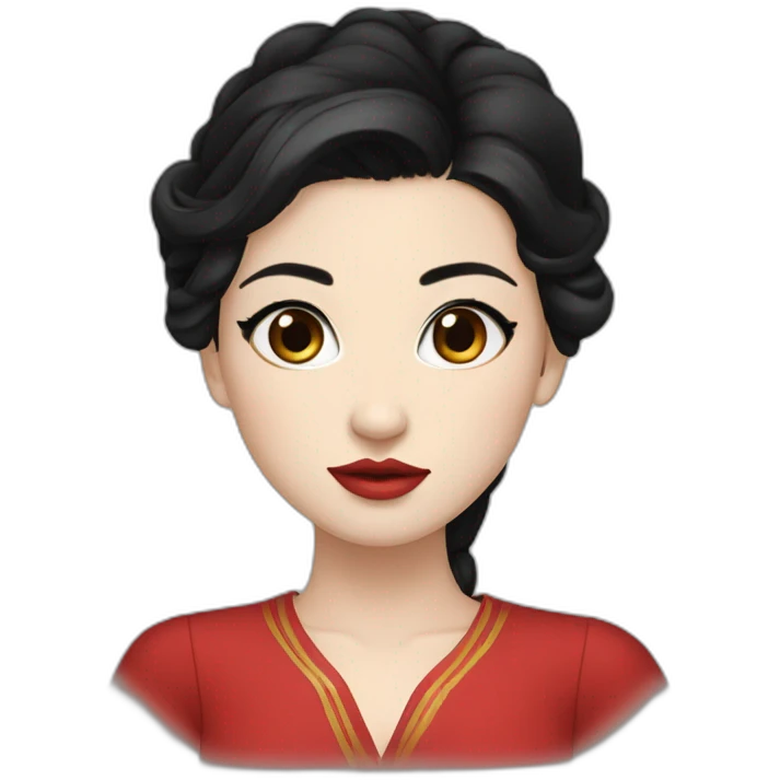 Beautiful young woman,Black hair,long hair,White skin,oval face,big eyes,Blackeyes,Redlips,Chinese emoji