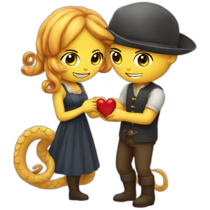 Cute in love kraken couple emoji