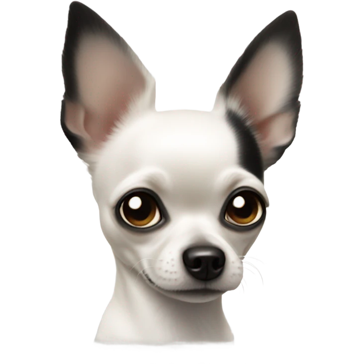 white chihuahua with black right eye emoji