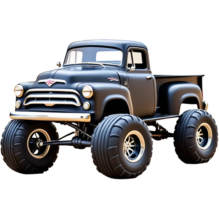 1:10 off-road lcg smoking Arrma Traxxas Basher Wednesday Adam’s 1954 blackened tarnished hotrod streamlined anime dodge extended cab rc pickup (ridiculously extra wide low-profile pin tires chrome wheels without fenders) emoji