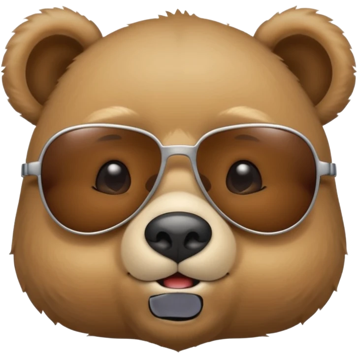 The face of a cute baby bear with sunglasses (thin cheeks, not much hair) emoji