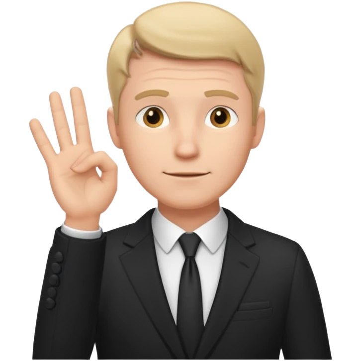 white man in formal suit in thought, shows something with his hand emoji