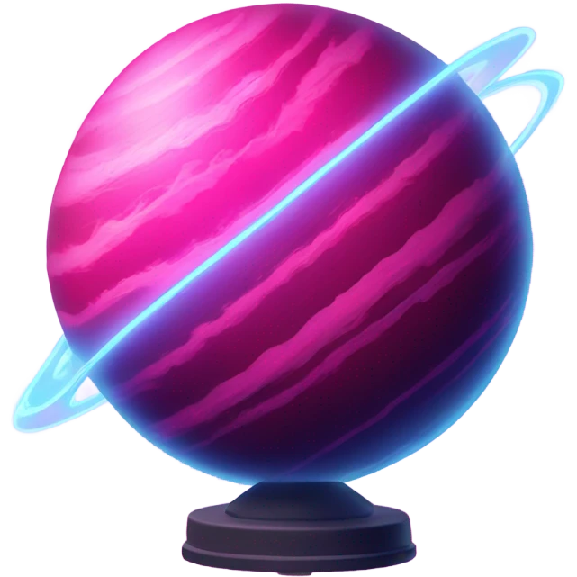 Neon pink planet with glowing rings and large heart   emoji