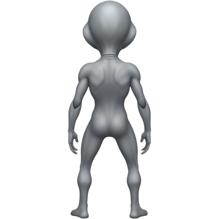 fullbody gray alien looking behind, rear backview emoji