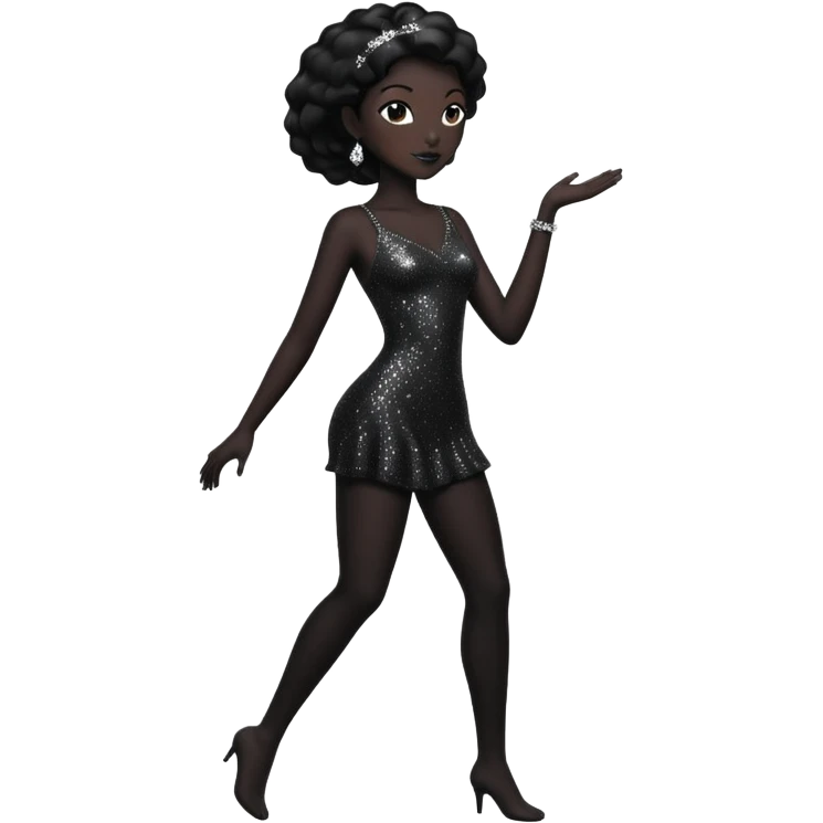 female silhouette in motion with sparkles emoji