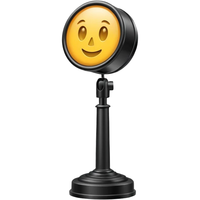 Micrófono en pedestal bajo reflector emoji
