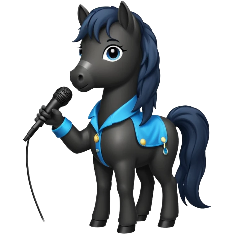 black pony with microphone emoji