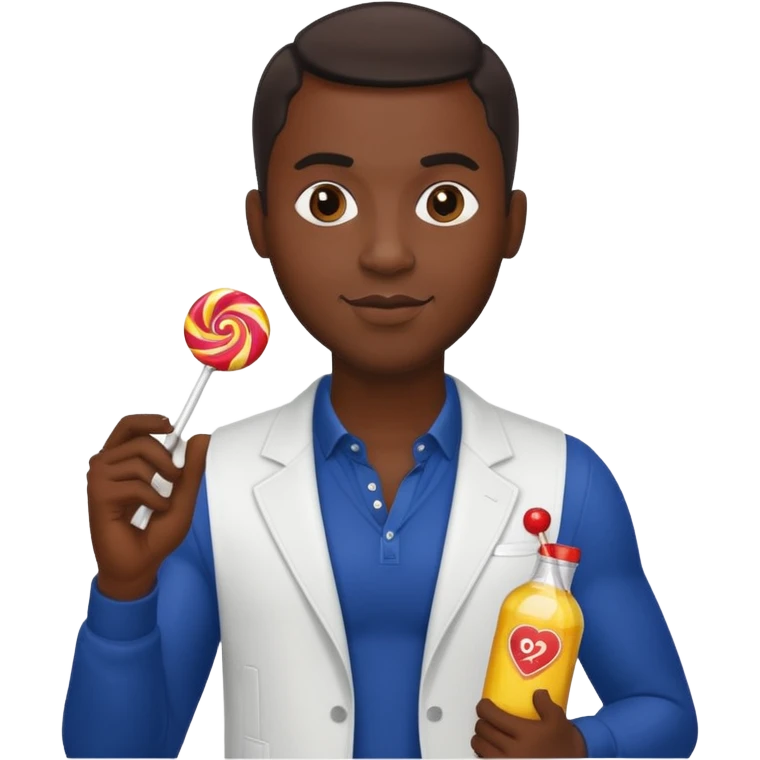 Sexy black man hold a bottle and a lollipop emoji