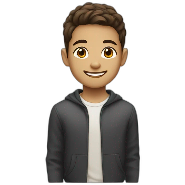 young boy with brown hair and edgar haircut with sharp jawline and lightskin smiling emoji