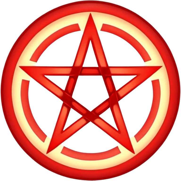 Inverted, encircled pentagram, red emoji