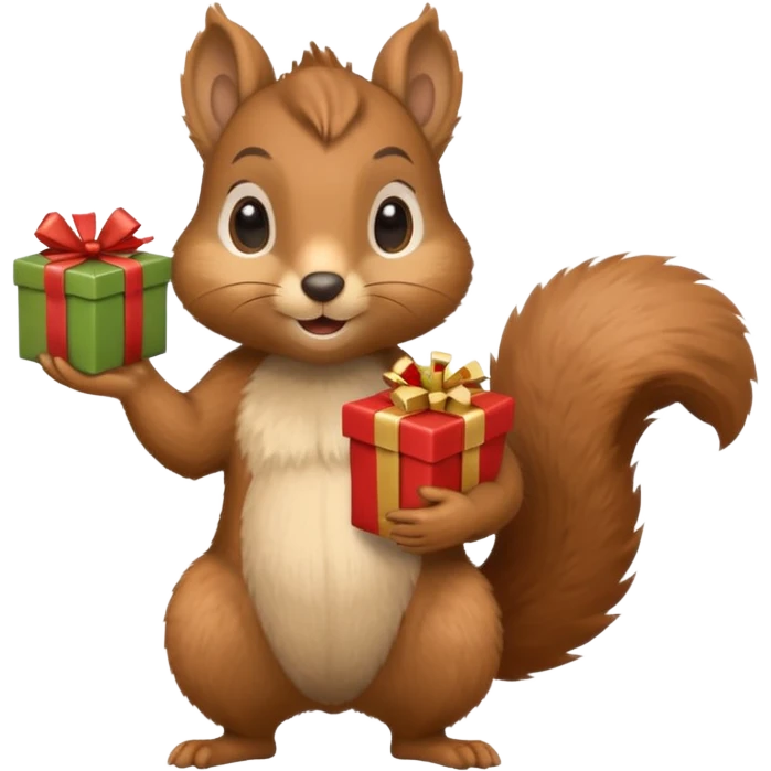 squirrel holding a present with one hand emoji